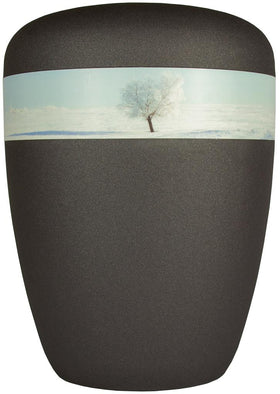 Spalt urn midnight black lacquered natural fabric - 0
