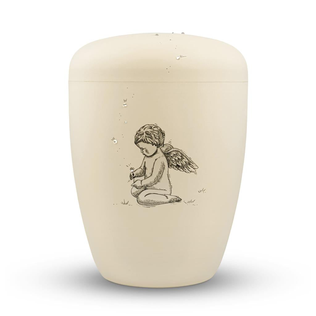 Buy angel-with-stars Spalt urn Beige lacquered natural fabric