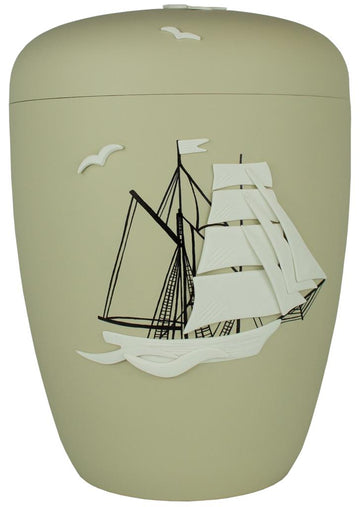 Spalt urn emblem lake painted natural fabric