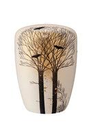 Spalt Urne Weiß Bemalt Naturstoff-1