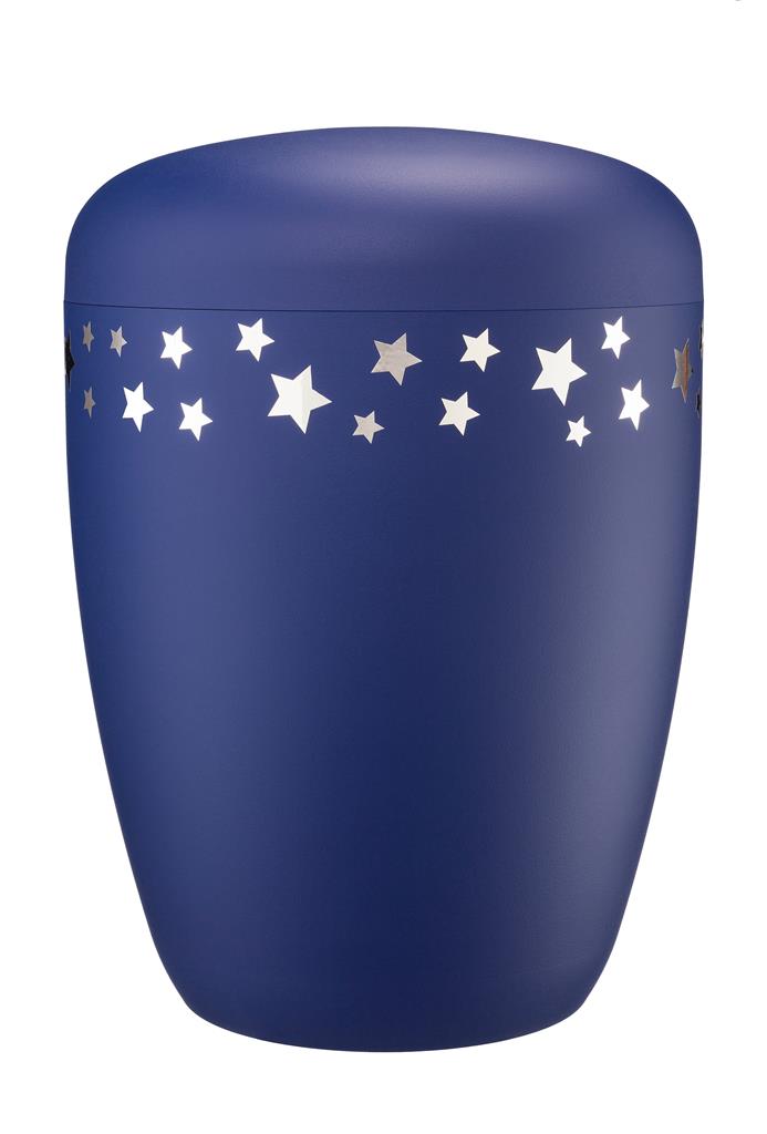 Spalt urn Atlantic blue lacquered natural fabric