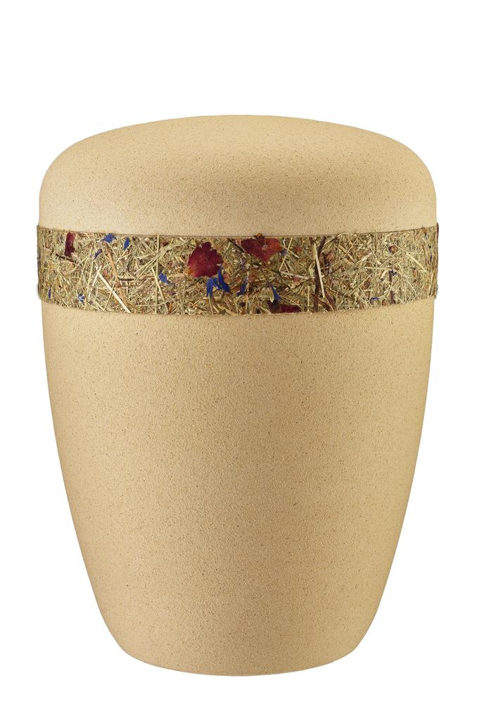 Spalt urn Ivory Velevt lacquered natural fabric
