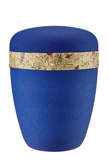 Spalt urn blue velvet lacquered natural fabric