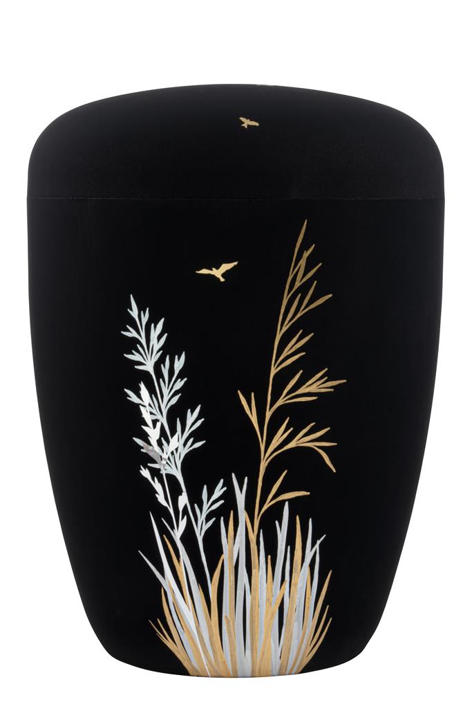 Buy grasses Spalt urn black matt lacquered natural fabric