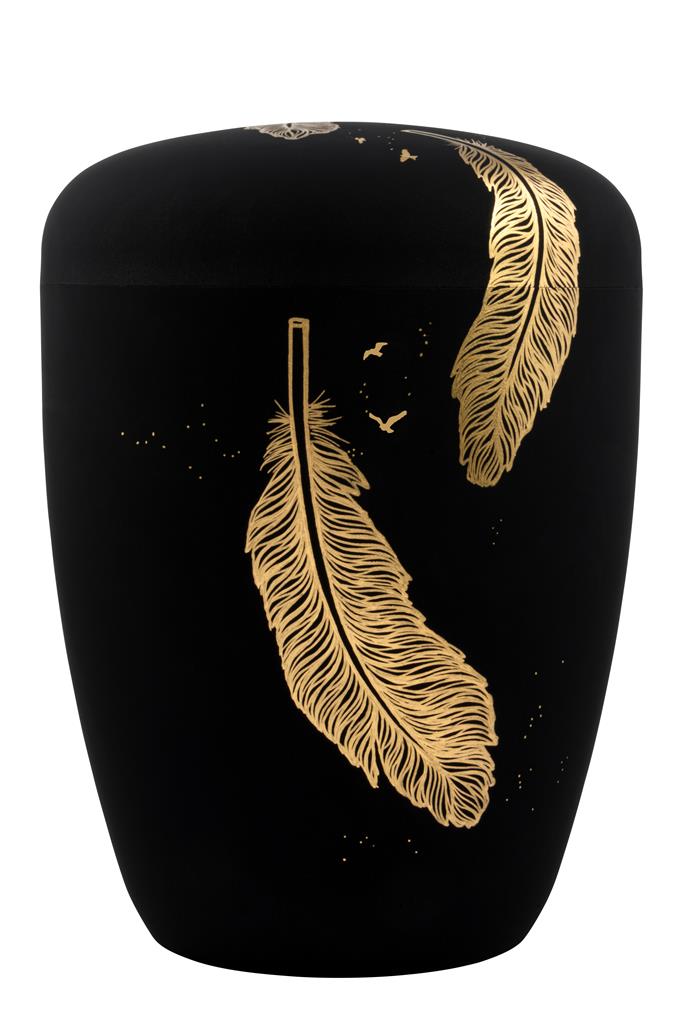 Buy federn Spalt urn satin black lacquered natural fabric