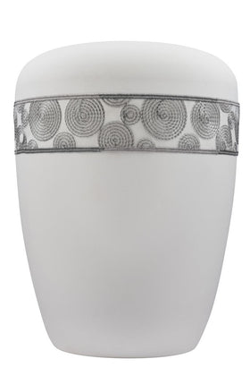 Spalt urn white matt lacquered natural fabric