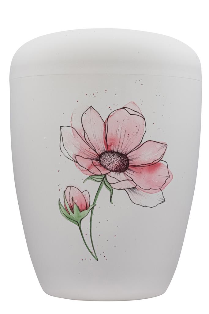 Split urn white painted natural fabric