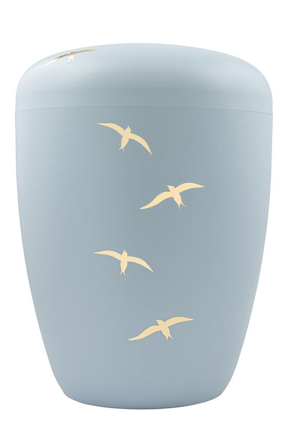 Spalt Urne Taubenblau Lackiert Naturstoff