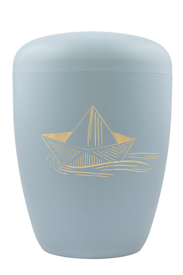 Spalt Urne Taubenblau Lackiert Naturstoff - 0