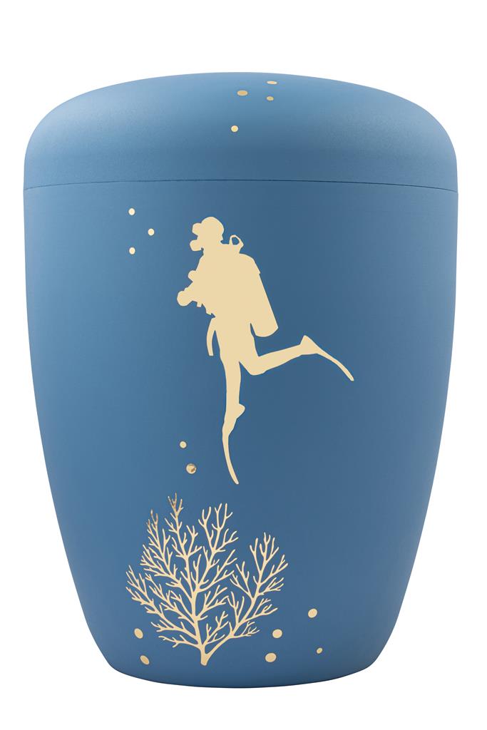 Spalt Urne Himmelblau matt lackiert Naturstoff - 0
