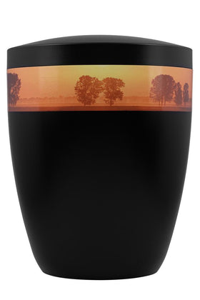 Spalt urn black lacquered natural fabric - 0