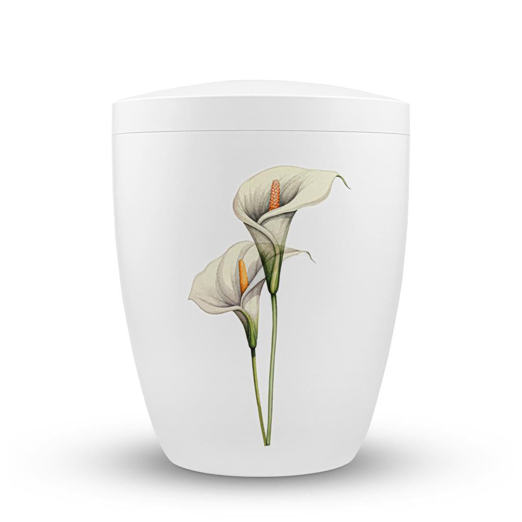 Spalt urn white lacquered natural material