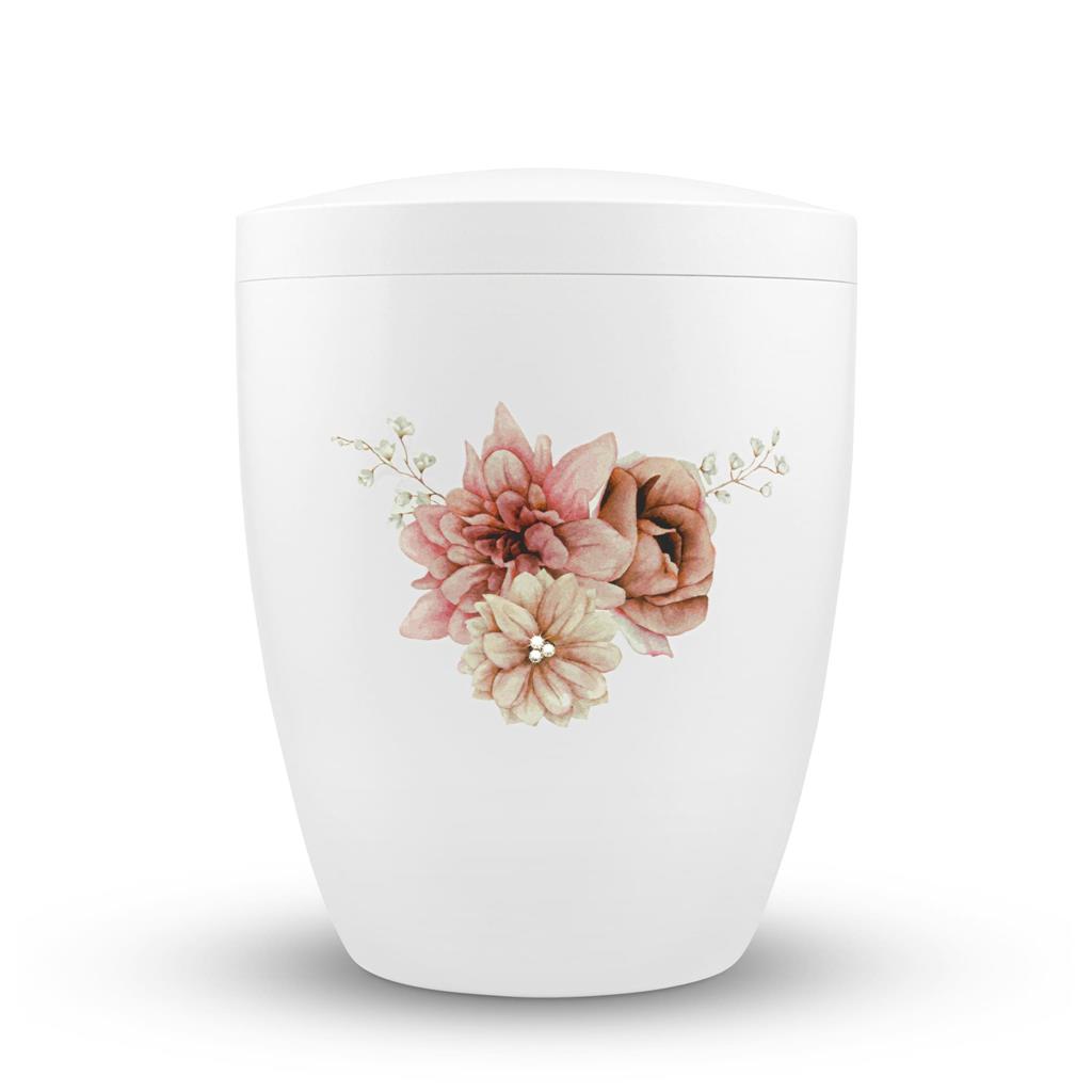 Buy rose-blossoms Spalt urn white lacquered natural material