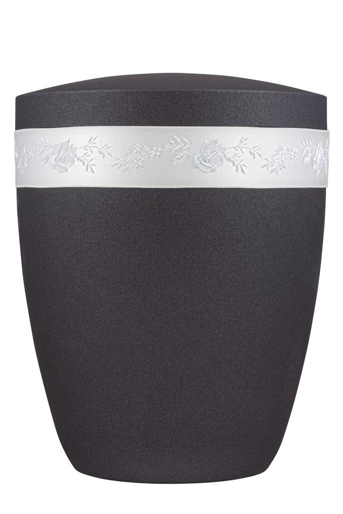Spalt urn midnight black lacquered natural fabric