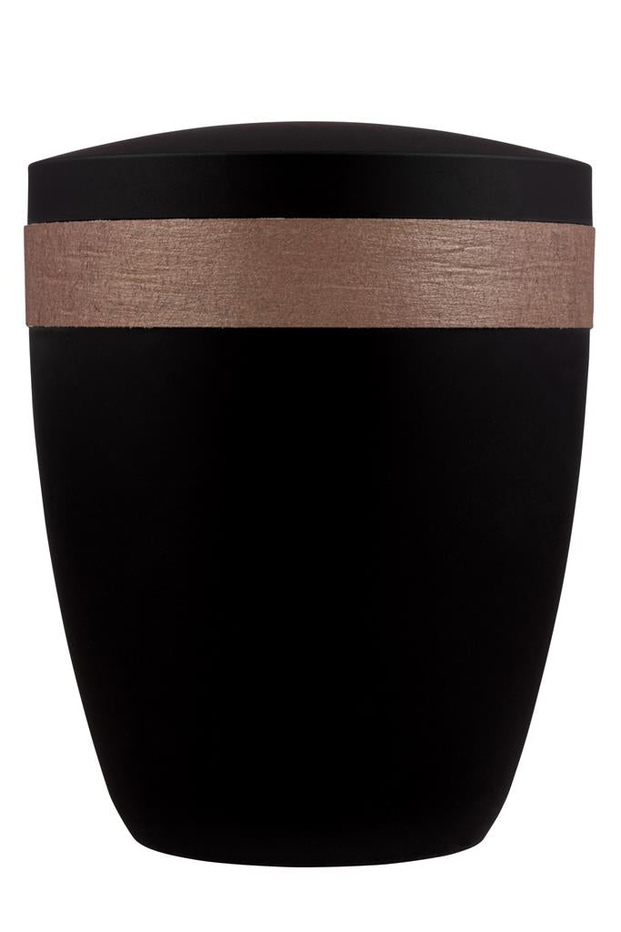 Spalt urn satin black lacquered natural fabric