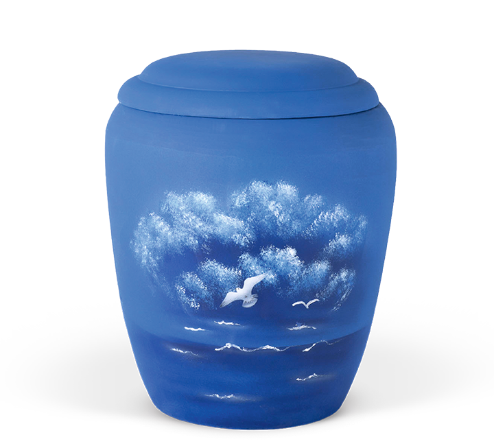 Heiso sea urn sea blue hand-painted organic urn