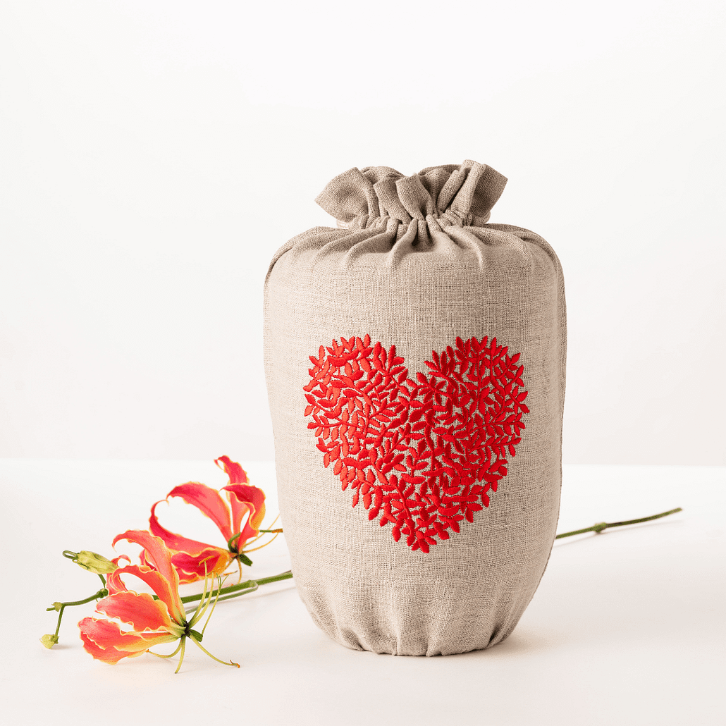 Last Velvet Textile Urn Linen Heart