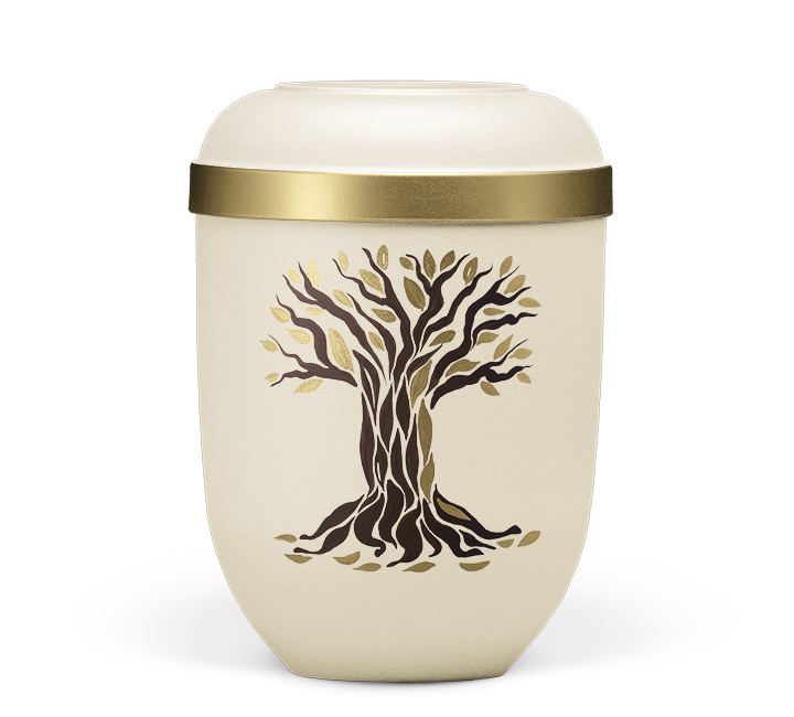 Kaufen hell-beige-velours-herbstlicher-baum-handbemalt Heiso Classic Goldrand Baum ArtDecor Bio Urne