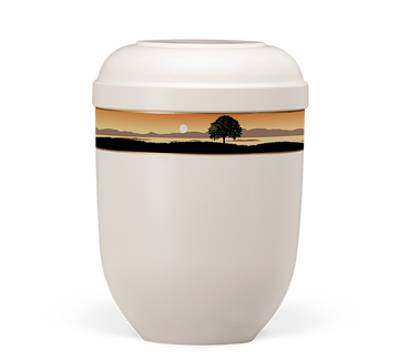Heiso Classic cream white decorative band landscape organic urn