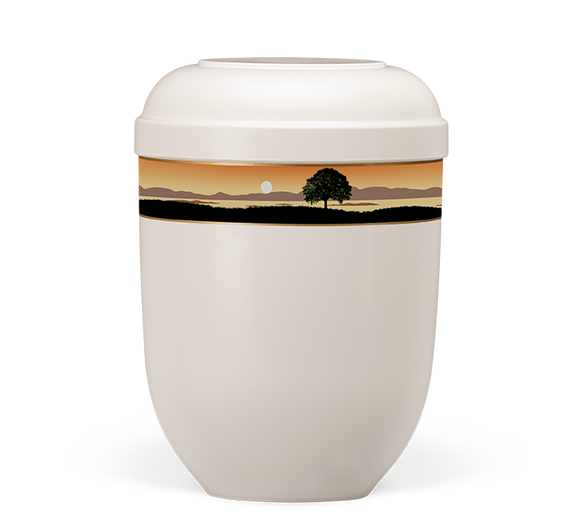 Heiso Classic Cremeweiß Dekorband Landschaft Bio Urne