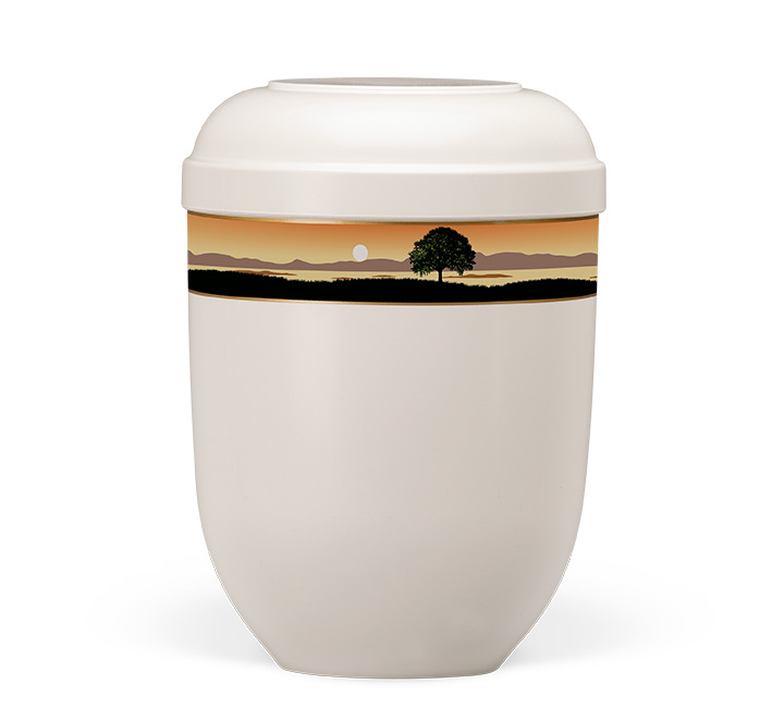 Heiso Classic cream white decorative band landscape organic urn