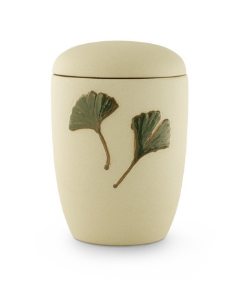 Urna Völsing in ceramica con foglie di ginkgo