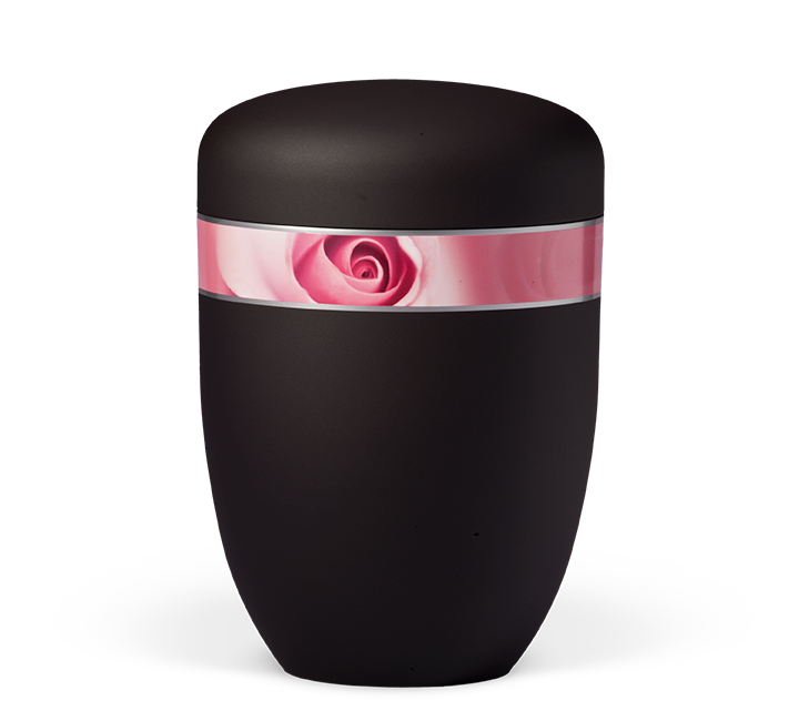 Kaufen anthrazit-rosenblute-rosa Heiso Elegance Dekorband Motiv Bio Urne