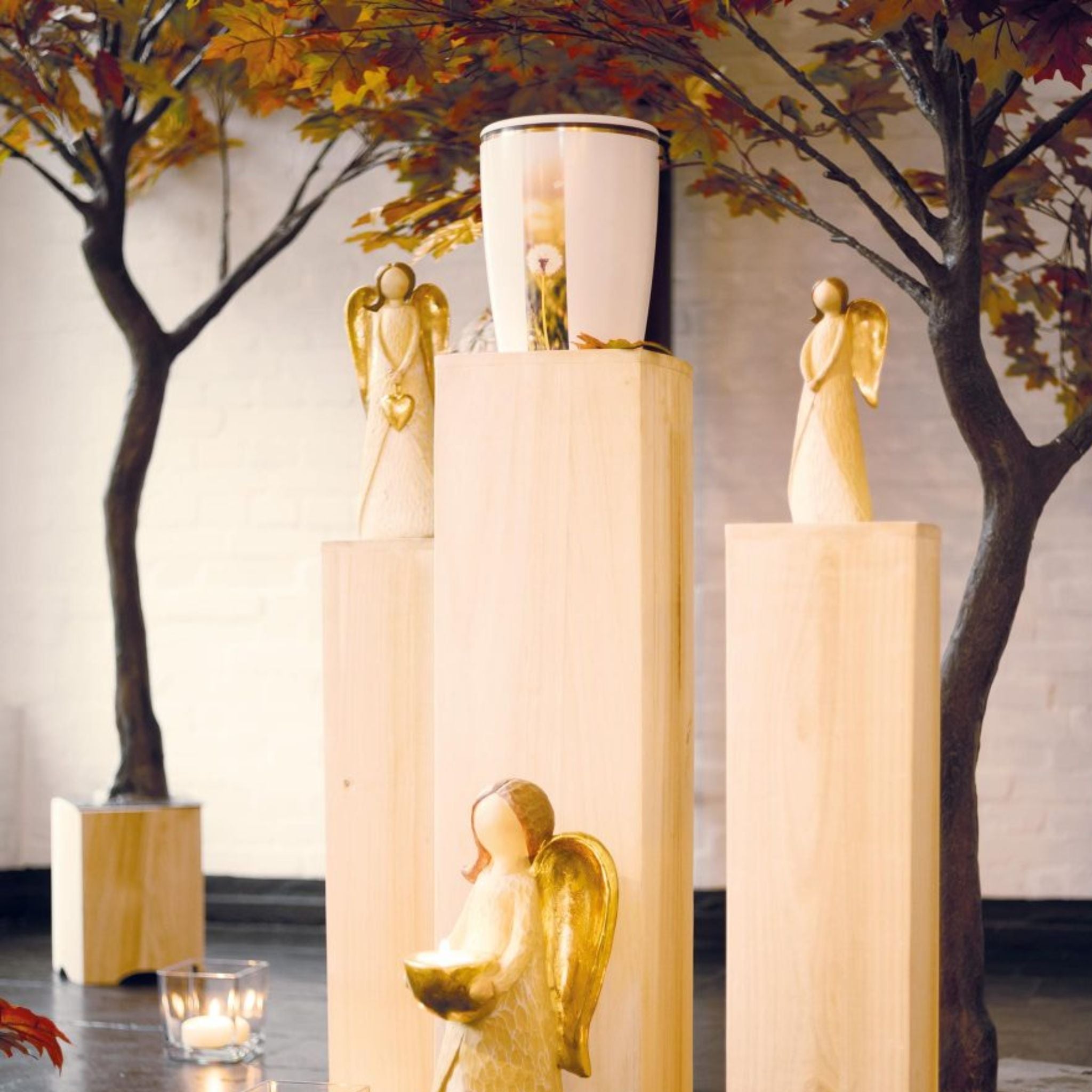 Komplettdekoration Paulownia-Holz (goldener Herbst) - 0