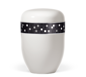 Heiso Elegance Dekorband Silber/Grau Kariert Bio Urne - 0