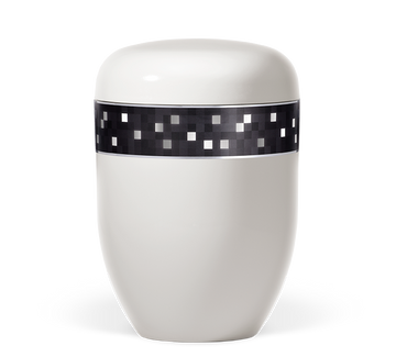 Heiso Elegance Dekorband Silber/Grau Kariert Bio Urne - 0