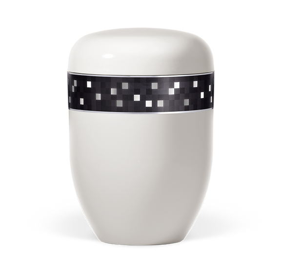 Heiso Elegance Dekorband Silber/Grau Kariert Bio Urne