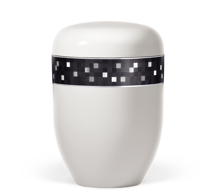 Heiso Elegance decorative band silver/grey checkered organic urn - 0