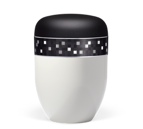 Heiso Elegance Dekorband Silber/Grau Kariert Bio Urne