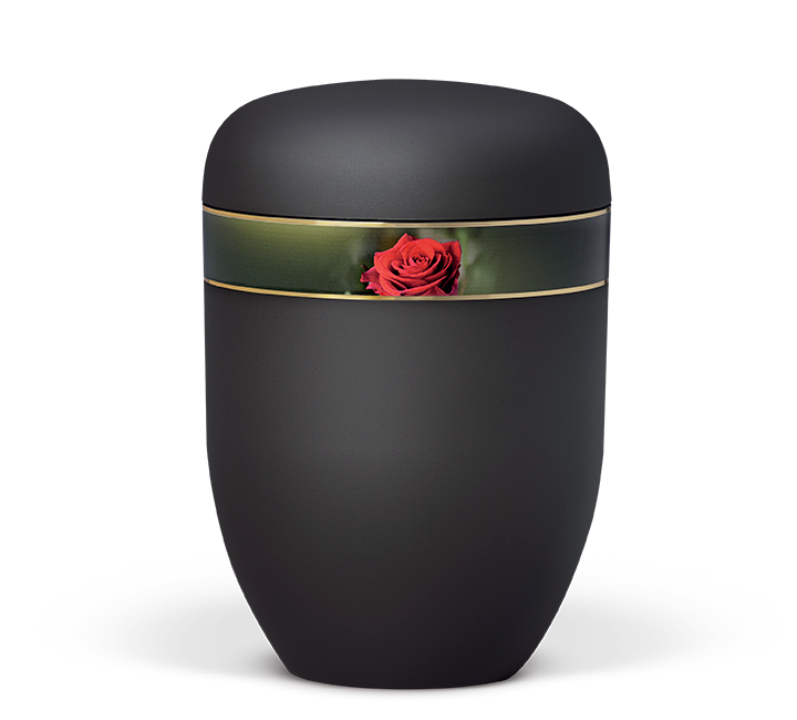 Kaufen anthrazit-rosenblute-rot Heiso Elegance Dekorband Motiv Bio Urne
