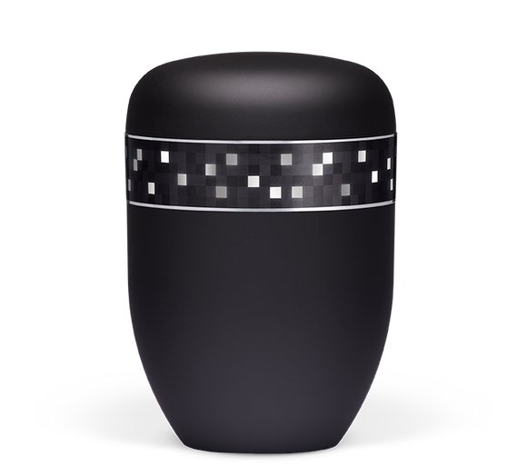 Heiso Elegance Dekorband Silber/Grau Kariert Bio Urne