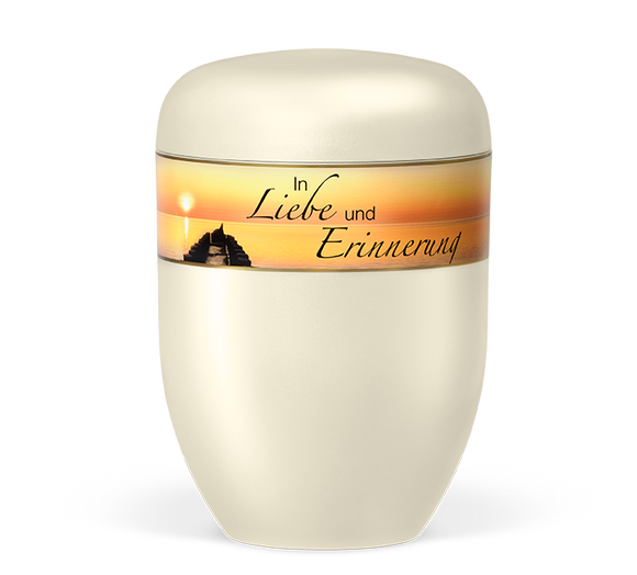 Heiso Elegance decorative ribbon motif and mourning text organic urn