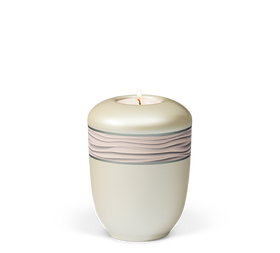 Heiso Gedenkurne Dekorband Wellenmuster Keramik