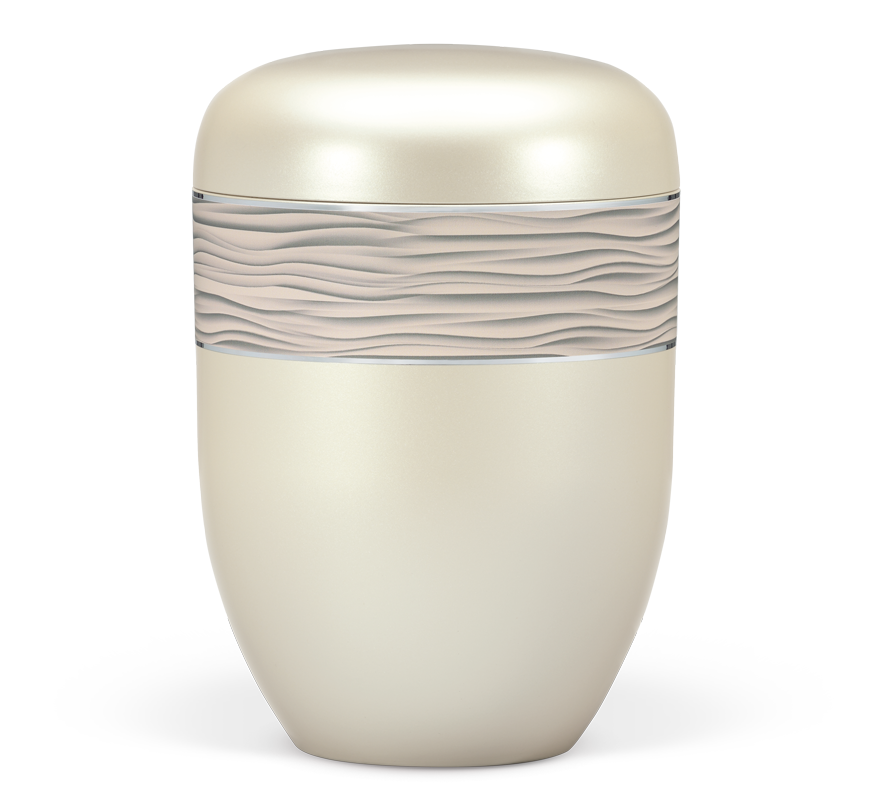 Heiso Elegance cream white mother-of-pearl organic urn