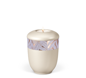 Heiso Gedenkurne Dekorband Blumen Keramik