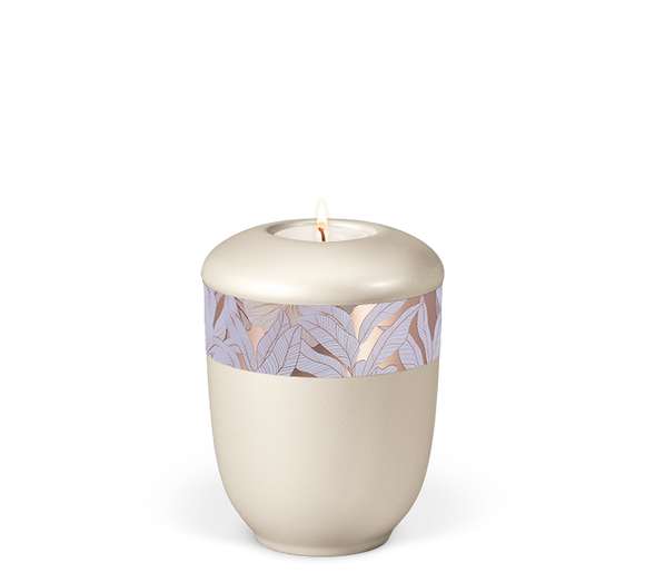 Heiso Gedenkurne Dekorband Blumen Keramik