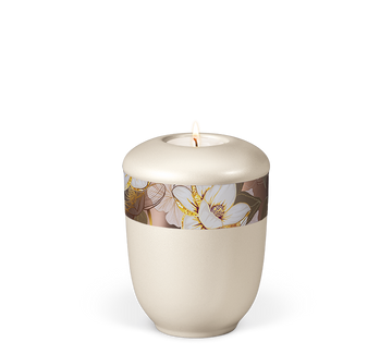 Heiso urna funeraria cinta decorativa flores cerámica - 0