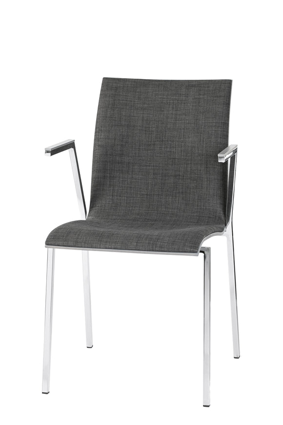 Sedia impilabile Lavabis in legno imbottito con bracciolo