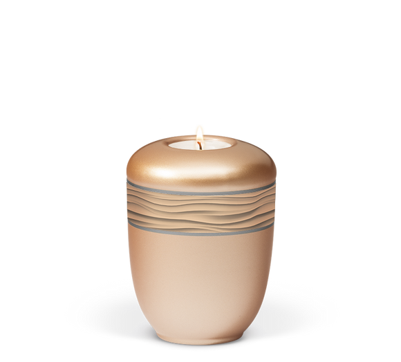 Heiso Gedenkurne Dekorband Wellenmuster Keramik