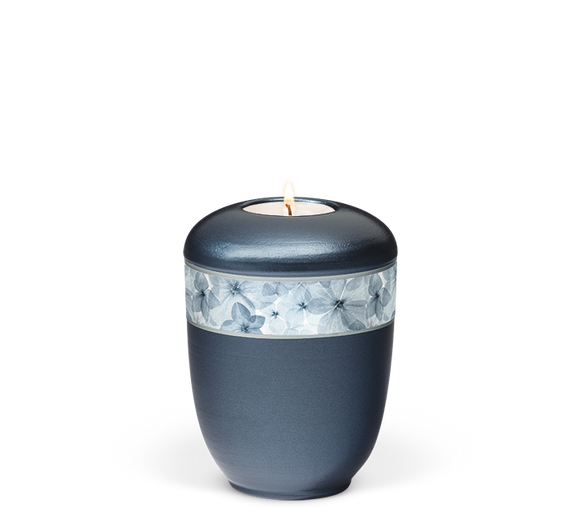 Heiso Gedenkurne Dekorband Blumen Keramik