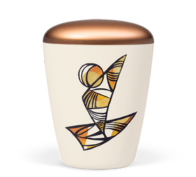 Heiso Exclusive cream white hand-painted with metal leaf organic urn