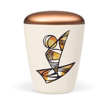 Heiso Exclusive cream white hand-painted with metal leaf organic urn