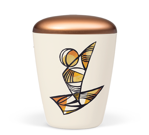 Heiso Exclusive cream white hand-painted with metal leaf organic urn