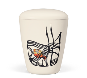Heiso Exclusive cream white hand-painted with metal leaf organic urn - 0