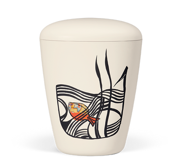Heiso Exclusive cream white hand-painted with metal leaf organic urn - 0