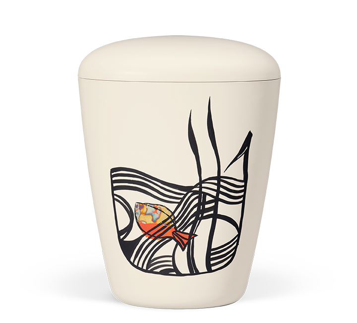 Heiso Exclusive cream white hand-painted with metal leaf organic urn
